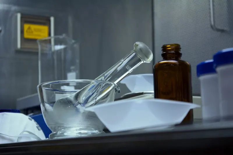 Mortar, pestle, and pharmacy equipment used to prepare compounded medications