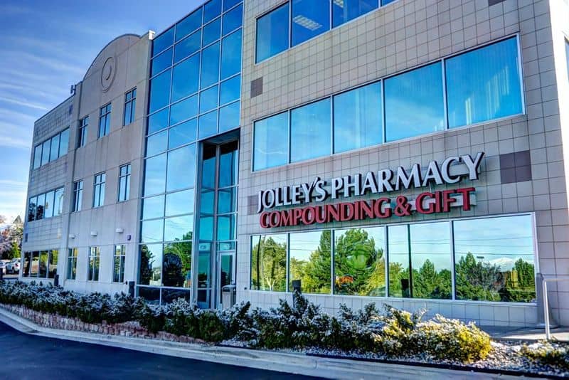 Exterior of the Jolley's Pharmacy Compounding & Gift building in Sandy, Utah